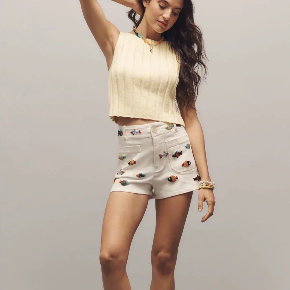 Anthropologie The Colette Beaded Icon Shorts by Maeve - Picture 2 of 6